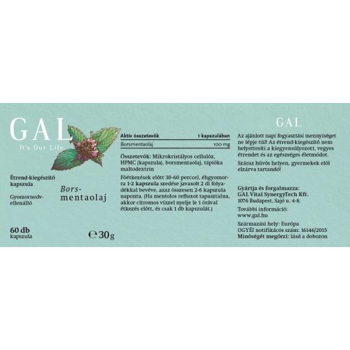 GAL Borsmentaolaj kapszula 60 db (100mg)